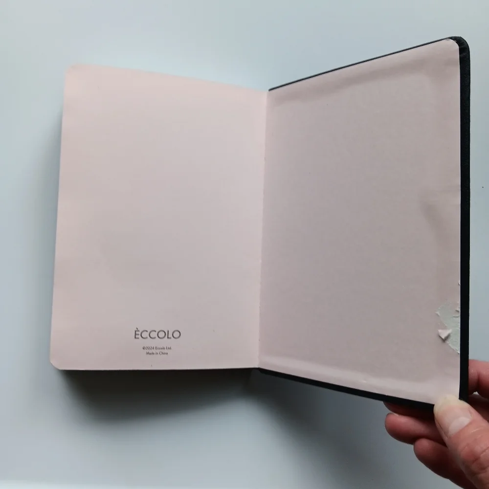 New Eccolo Journal Notepad Lined Black Cover White Pearl Shaped Beads 5 x 7